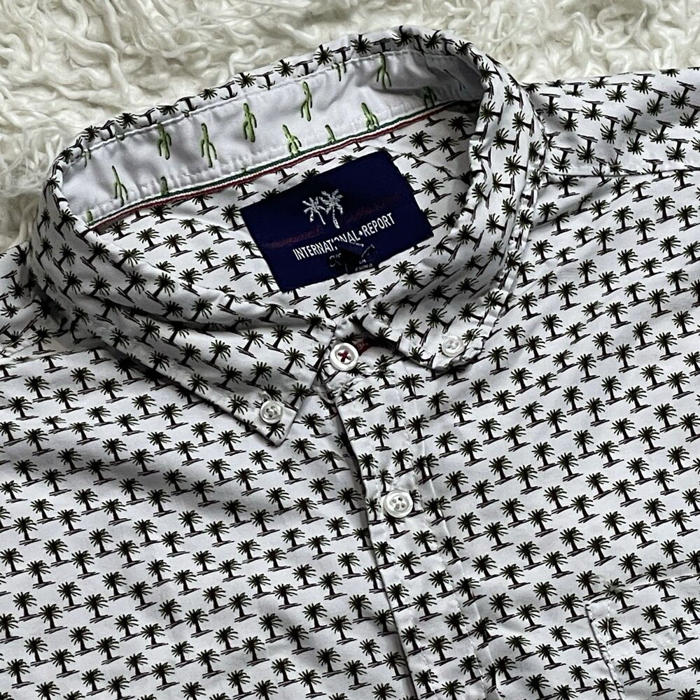 International Report Button Down Shirt Tree Print Size XXL